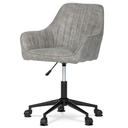 Autronic Kancelářská židle Pracovní židle, potah šedá vintage látka, výškově nastavitelná, černý kovový kříž (KA-J403 GREY3)